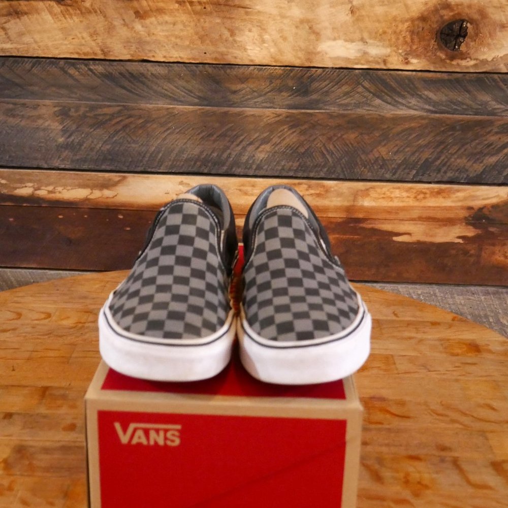 Checkerboard Slip-On Vans - Black/Pewter Check